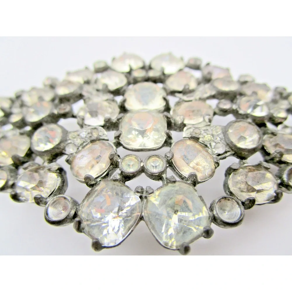 Eisenberg Original Old Vintage Rhinestone Clear Crystal Large Brooch Pin 4